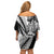 Koru Fern New Zealand Maori Tribal Warrior Family Matching Off Shoulder Short Dress and Hawaiian Shirt