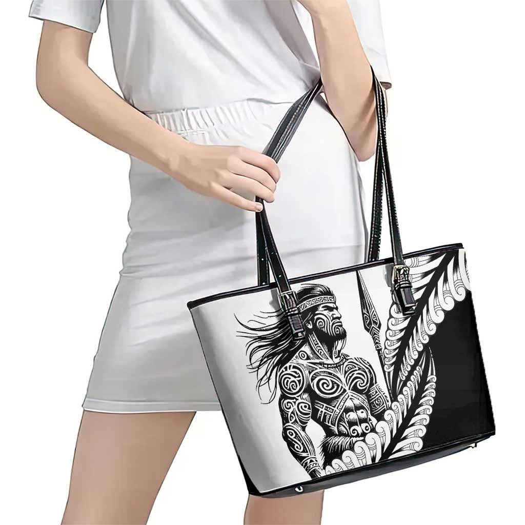 Koru Fern New Zealand Maori Tribal Warrior Leather Tote Bag LT9 - Polynesian Pride