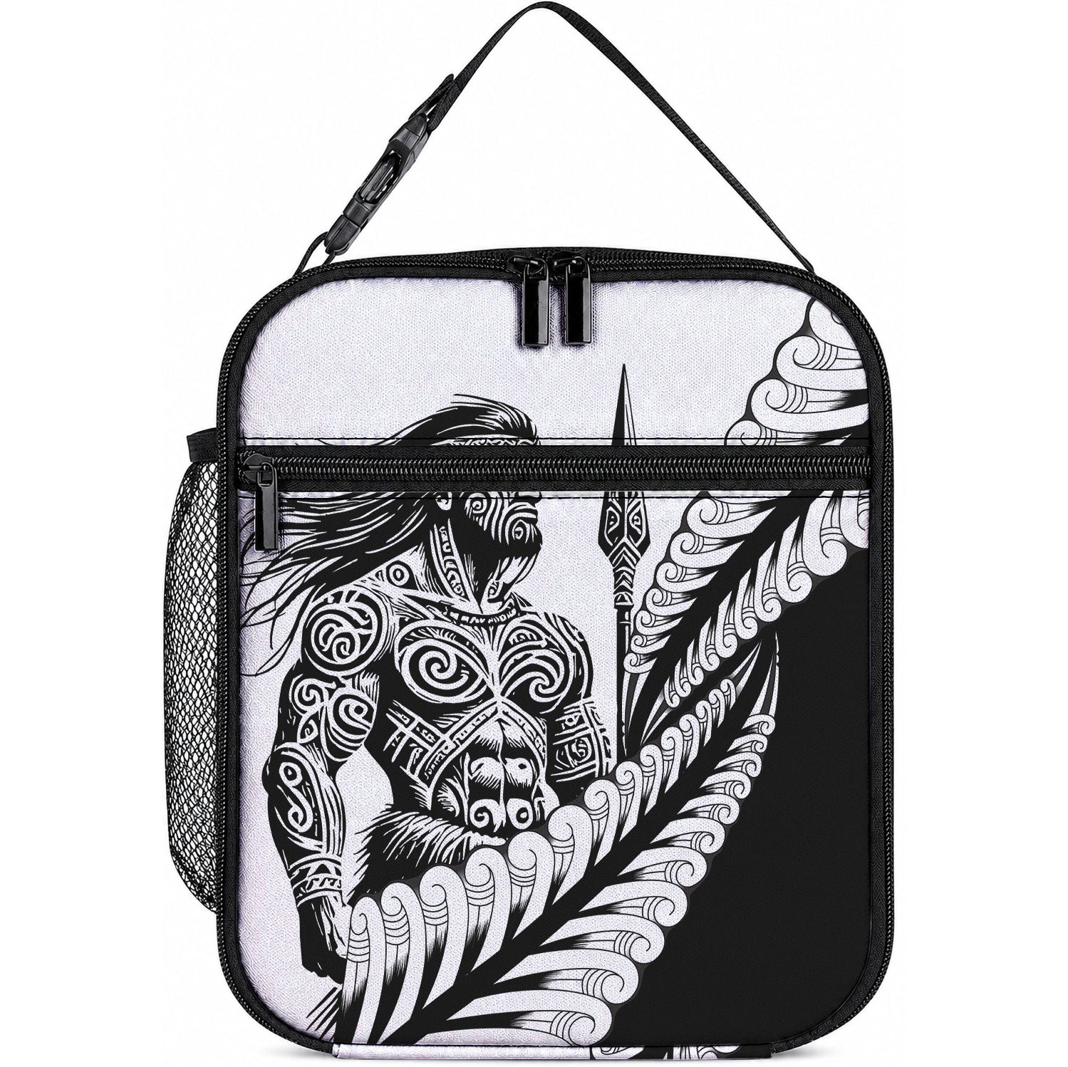Koru Fern New Zealand Maori Tribal Warrior Lunch Bag LT9 10.2 × 8.3 × 4.3 inch Black - Polynesian Pride