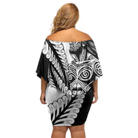 Koru Fern New Zealand Maori Tribal Warrior Off Shoulder Short Dress