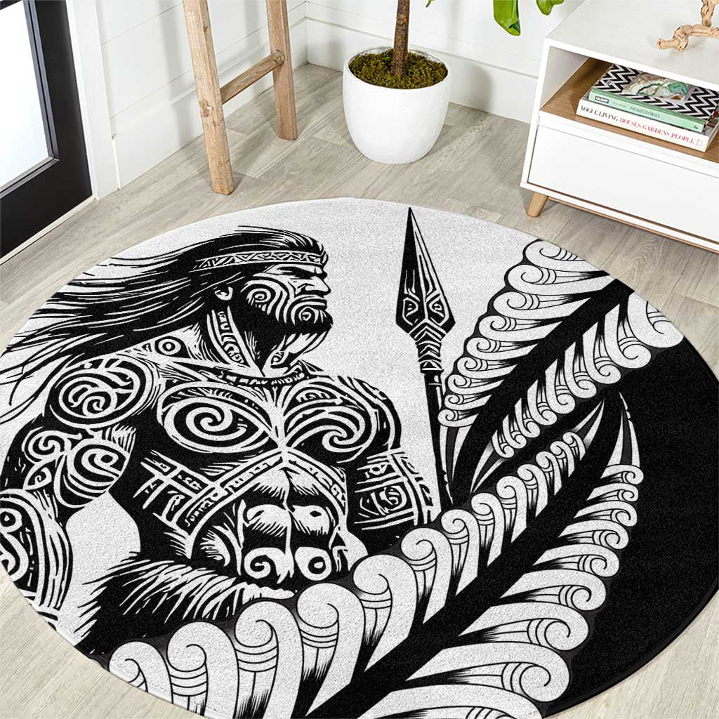 Koru Fern New Zealand Maori Tribal Warrior Round Carpet