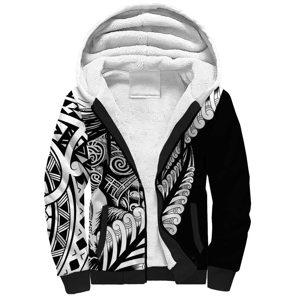 Koru Fern New Zealand Maori Tribal Warrior Sherpa Hoodie LT9 Unisex Black - Polynesian Pride