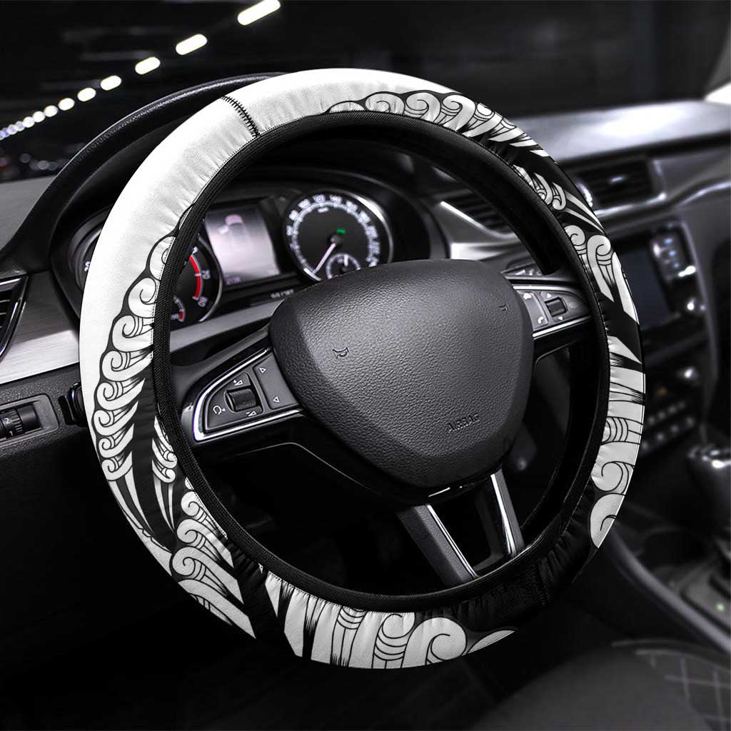 Koru Fern New Zealand Maori Tribal Warrior Steering Wheel Cover LT9 Universal Fit Black - Polynesian Pride
