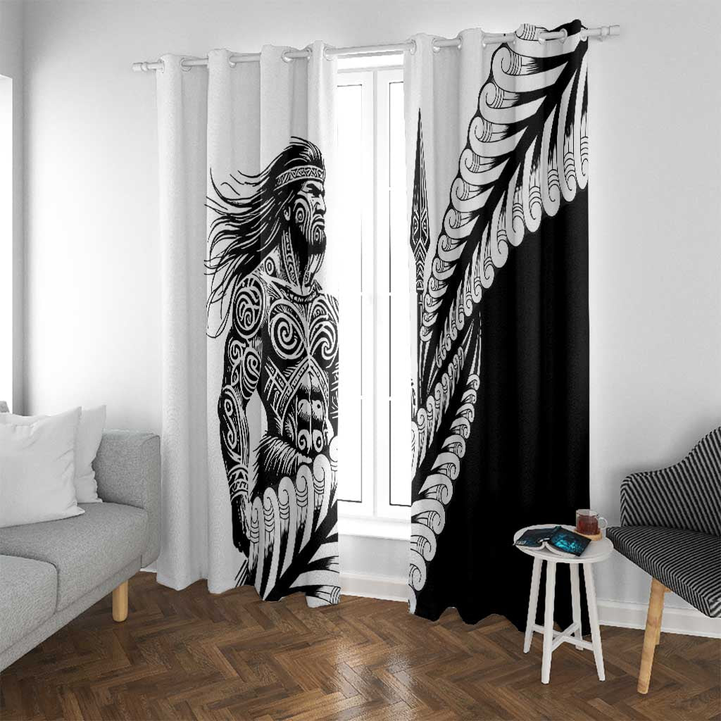 Koru Fern New Zealand Maori Tribal Warrior Window Curtain LT9 With Grommets Black - Polynesian Pride