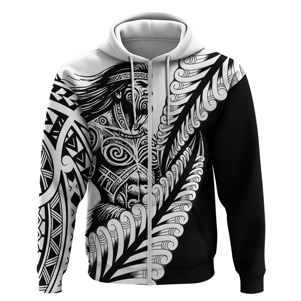 Koru Fern New Zealand Maori Tribal Warrior Zip Hoodie