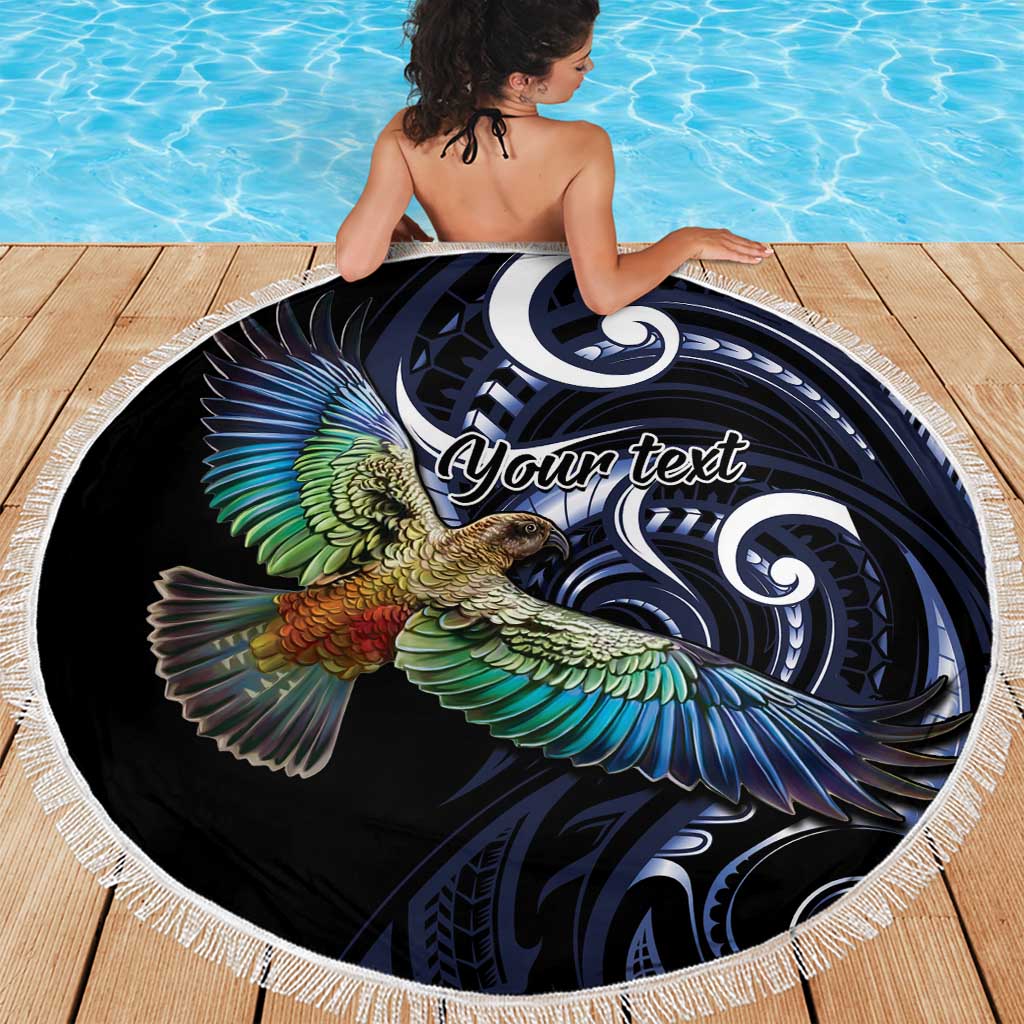New Zealand Kea Bird Personalised Beach Blanket Maori Tribal Koru Art LT9 - Polynesian Pride
