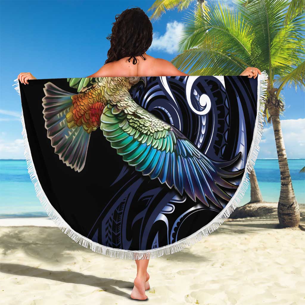 New Zealand Kea Bird Personalised Beach Blanket Maori Tribal Koru Art LT9 - Polynesian Pride
