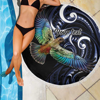 New Zealand Kea Bird Personalised Beach Blanket Maori Tribal Koru Art LT9 - Polynesian Pride