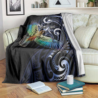 New Zealand Kea Bird Personalised Blanket Maori Tribal Koru Art LT9 Blue - Polynesian Pride