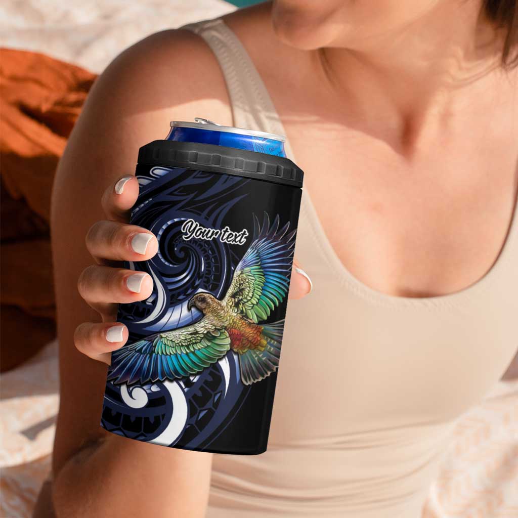 New Zealand Kea Bird Personalised 4 in 1 Can Cooler Tumbler Maori Tribal Koru Art