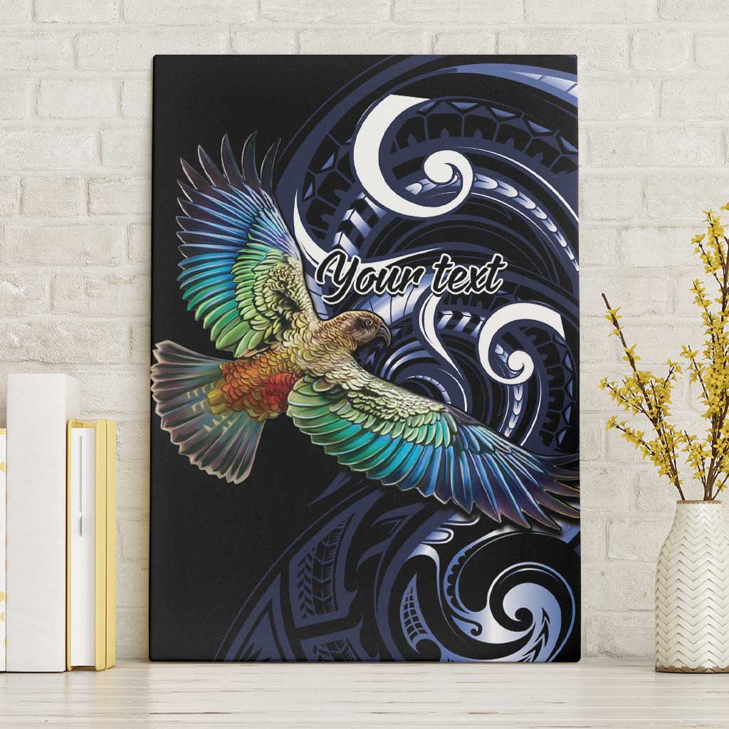 New Zealand Kea Bird Personalised Canvas Wall Art Maori Tribal Koru Art LT9 Without Frame Blue - Polynesian Pride