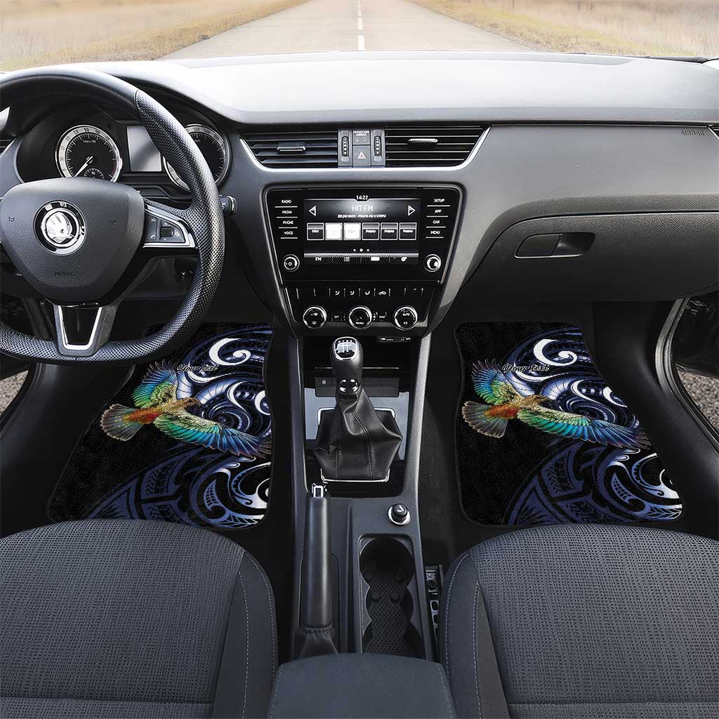 New Zealand Kea Bird Personalised Car Mats Maori Tribal Koru Art LT9 Set 2pcs - Front Blue - Polynesian Pride