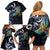 New Zealand Kea Bird Personalised Family Matching Off Shoulder Short Dress and Hawaiian Shirt Maori Tribal Koru Art