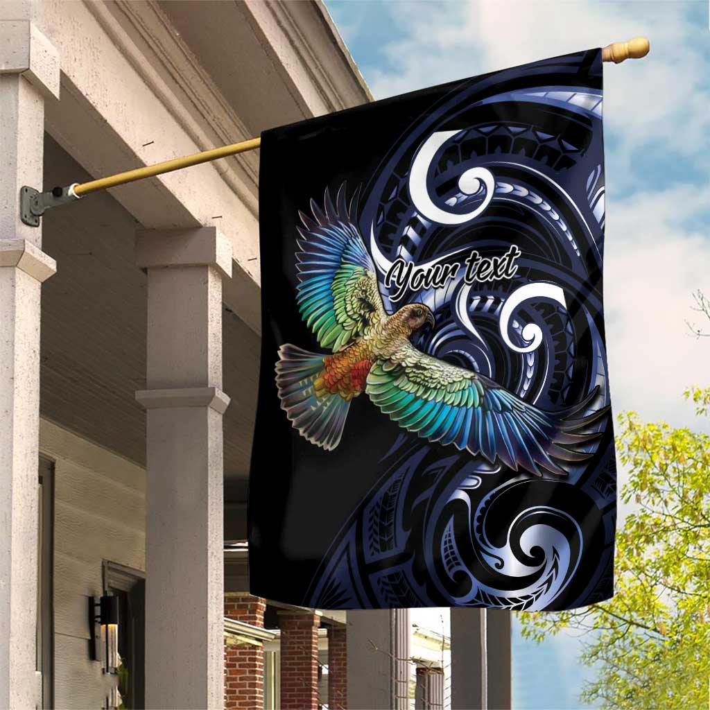 New Zealand Kea Bird Personalised Garden Flag Maori Tribal Koru Art LT9 House Flag Blue - Polynesian Pride