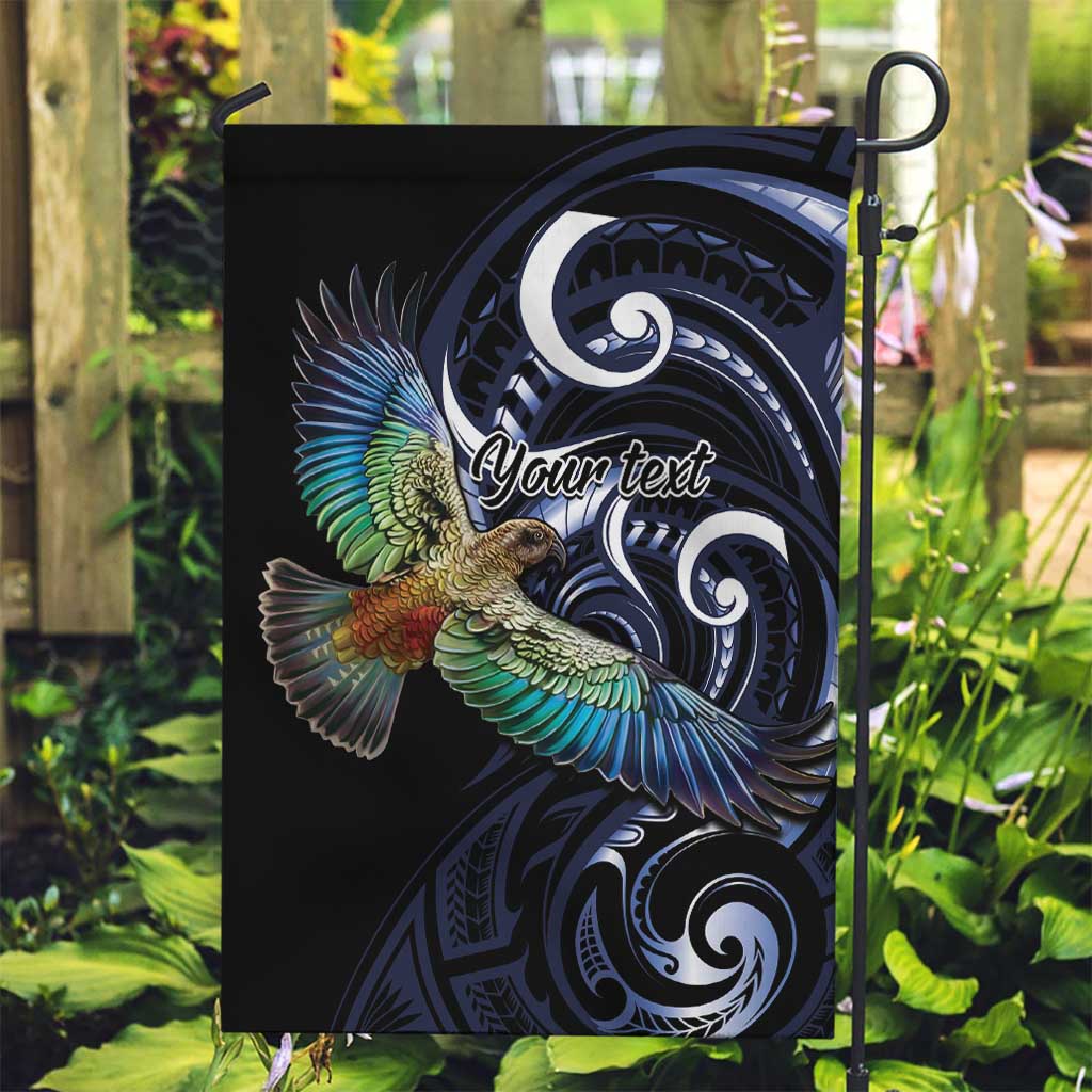 New Zealand Kea Bird Personalised Garden Flag Maori Tribal Koru Art LT9 Garden Flag Blue - Polynesian Pride