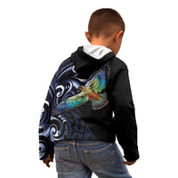 New Zealand Kea Bird Personalised Kid Hoodie Maori Tribal Koru Art