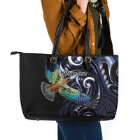 New Zealand Kea Bird Personalised Leather Tote Bag Maori Tribal Koru Art LT9 - Polynesian Pride