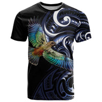 New Zealand Kea Bird Personalised T Shirt Maori Tribal Koru Art LT9 Blue - Polynesian Pride
