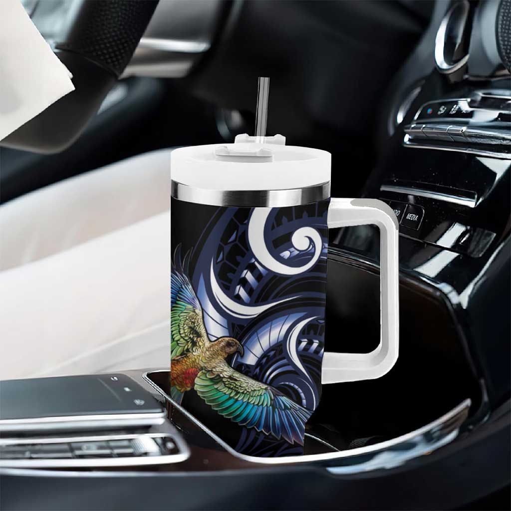 New Zealand Kea Bird Personalised Tumbler With Handle Maori Tribal Koru Art LT9 - Polynesian Pride