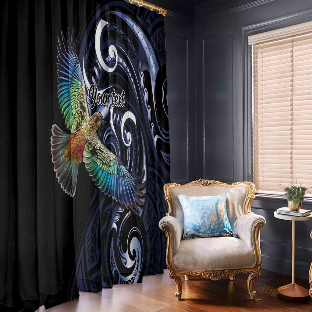 New Zealand Kea Bird Personalised Window Curtain Maori Tribal Koru Art LT9 - Polynesian Pride