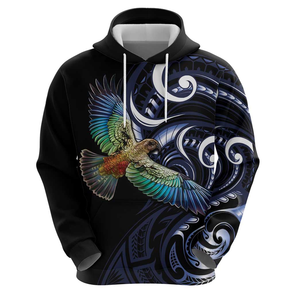 New Zealand Kea Bird Personalised Zip Hoodie Maori Tribal Koru Art