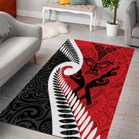 Silver Fern Koru Swirls with Maori Ta Moko Area Rug LT9 - Polynesian Pride