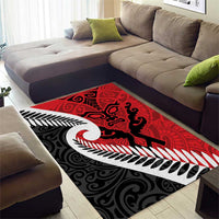 Silver Fern Koru Swirls with Maori Ta Moko Area Rug LT9 - Polynesian Pride