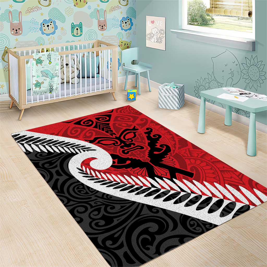 Silver Fern Koru Swirls with Maori Ta Moko Area Rug LT9 - Polynesian Pride