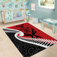 Silver Fern Koru Swirls with Maori Ta Moko Area Rug LT9 - Polynesian Pride
