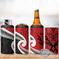Silver Fern Koru Swirls with Maori Ta Moko 4 in 1 Can Cooler Tumbler LT9 - Polynesian Pride