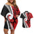 Silver Fern Koru Swirls with Maori Ta Moko Couples Matching Off Shoulder Short Dress and Hawaiian Shirt