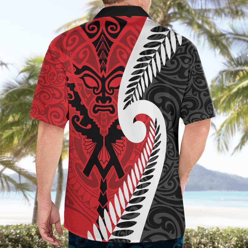 Silver Fern Koru Swirls with Maori Ta Moko Hawaiian Shirt LT9 - Polynesian Pride