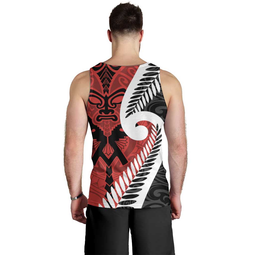 Silver Fern Koru Swirls with Maori Ta Moko Men Tank Top LT9 - Polynesian Pride
