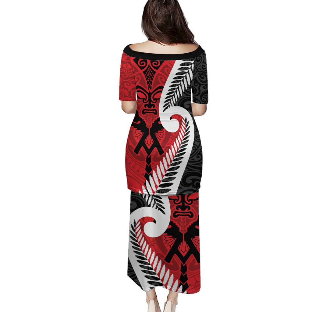Silver Fern Koru Swirls with Maori Ta Moko Puletasi LT9 - Polynesian Pride