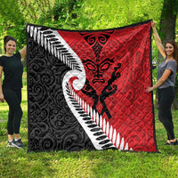 Silver Fern Koru Swirls with Maori Ta Moko Quilt