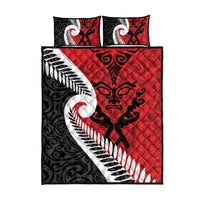 Silver Fern Koru Swirls with Maori Ta Moko Quilt Bed Set LT9 - Polynesian Pride