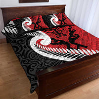 Silver Fern Koru Swirls with Maori Ta Moko Quilt Bed Set LT9 - Polynesian Pride