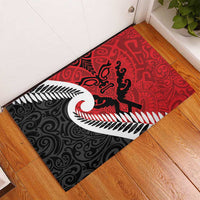 Silver Fern Koru Swirls with Maori Ta Moko Rubber Doormat LT9 - Polynesian Pride