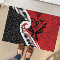 Silver Fern Koru Swirls with Maori Ta Moko Rubber Doormat LT9 - Polynesian Pride
