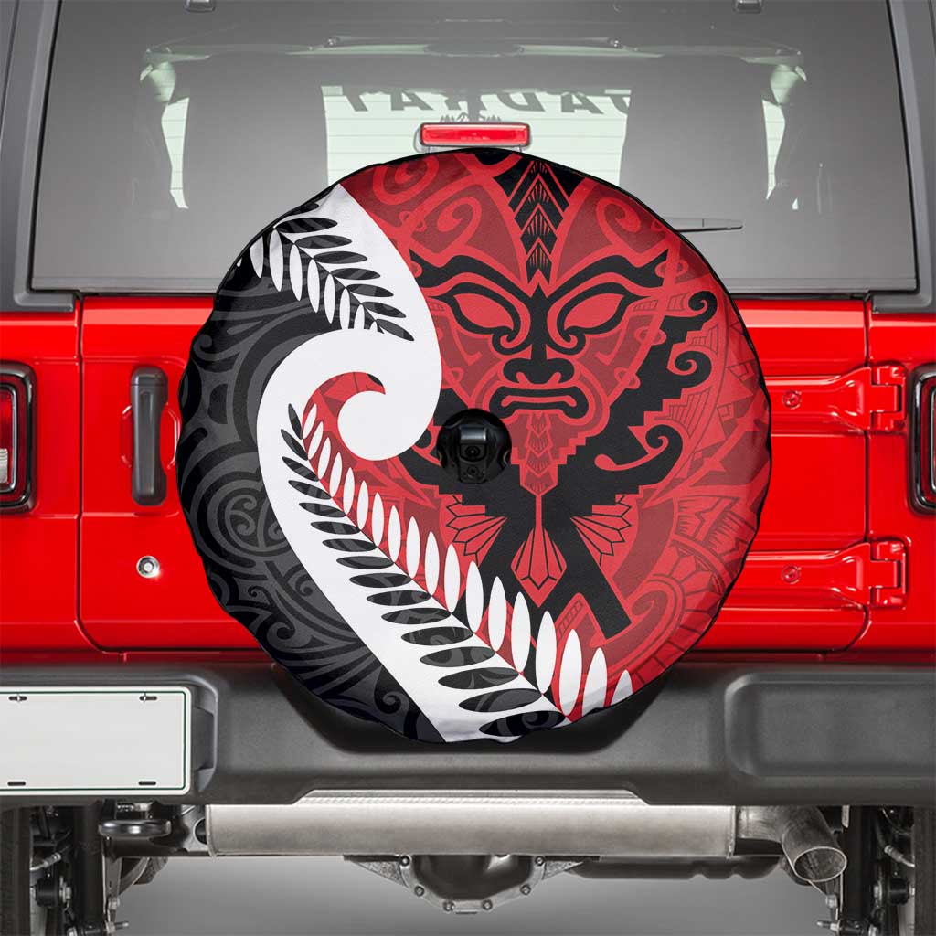 Silver Fern Koru Swirls with Maori Ta Moko Spare Tire Cover LT9 - Polynesian Pride
