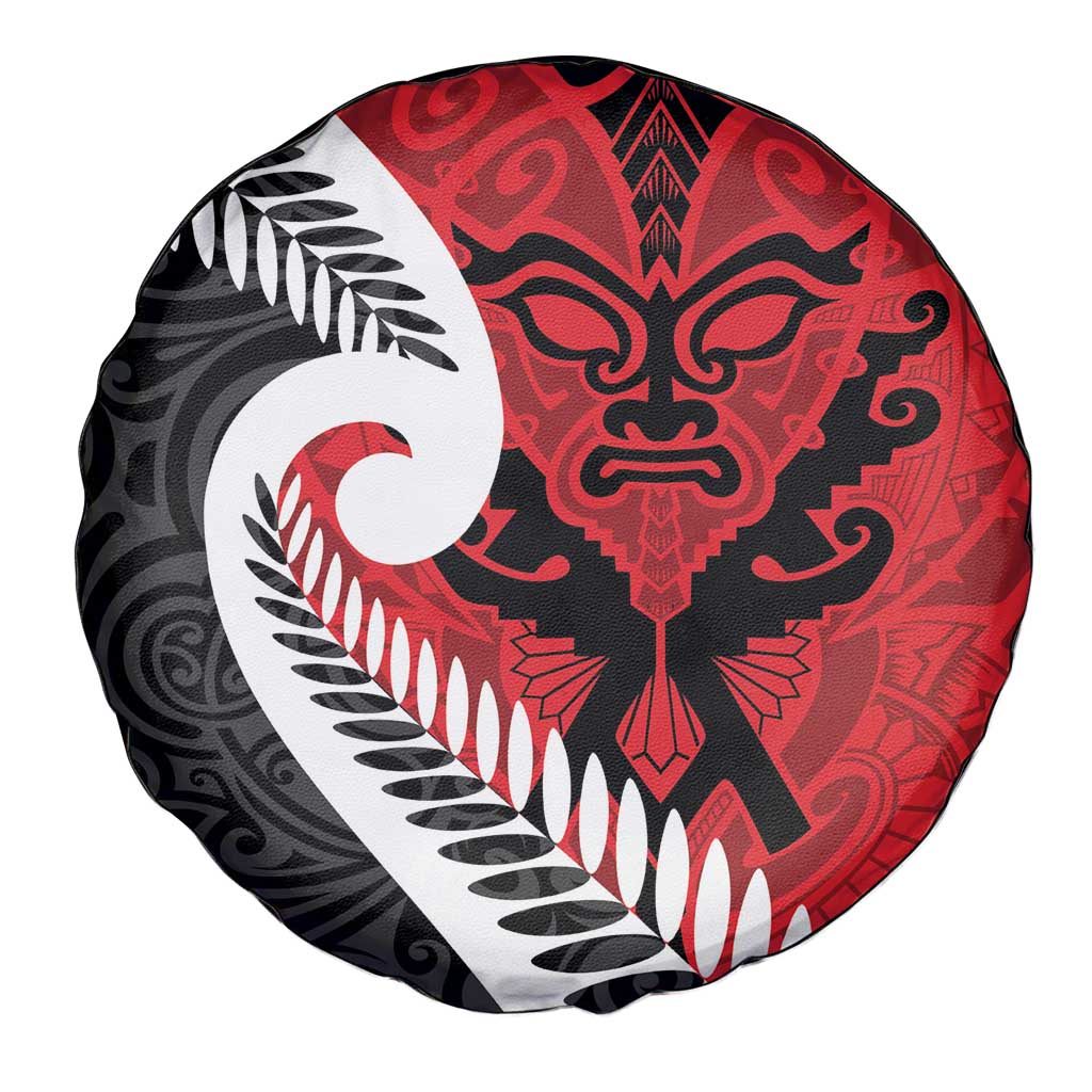 Silver Fern Koru Swirls with Maori Ta Moko Spare Tire Cover LT9 - Polynesian Pride