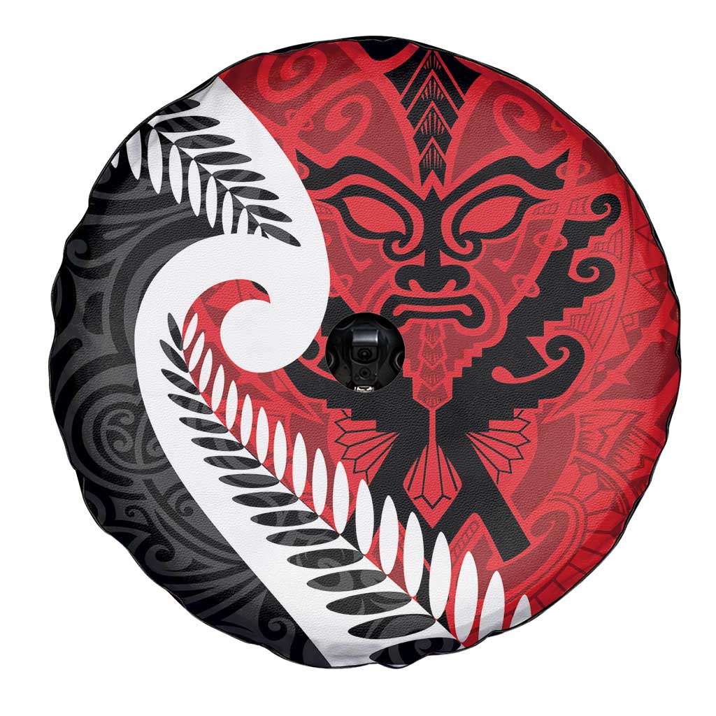 Silver Fern Koru Swirls with Maori Ta Moko Spare Tire Cover LT9 - Polynesian Pride