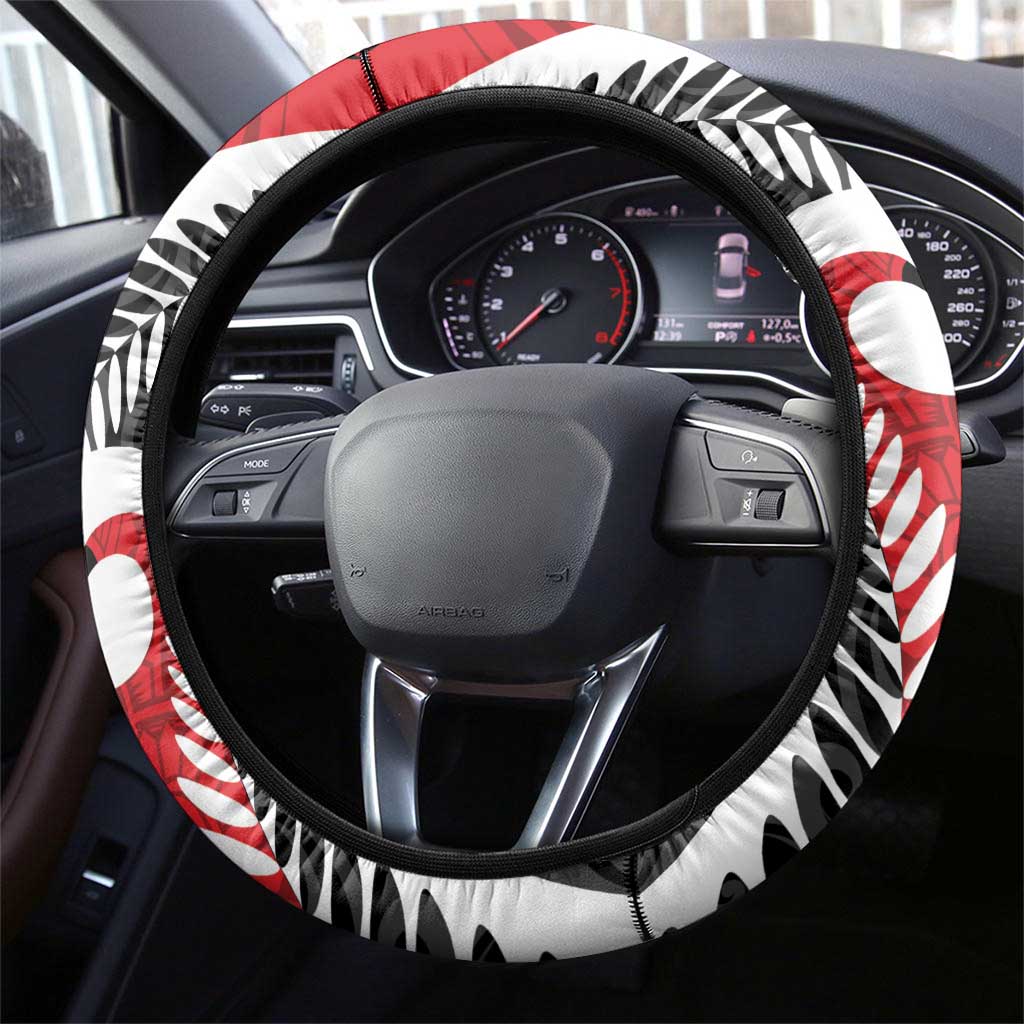 Silver Fern Koru Swirls with Maori Ta Moko Steering Wheel Cover LT9 - Polynesian Pride