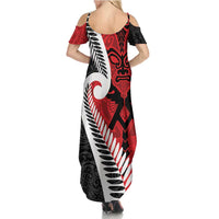 Silver Fern Koru Swirls with Maori Ta Moko Summer Maxi Dress LT9 - Polynesian Pride