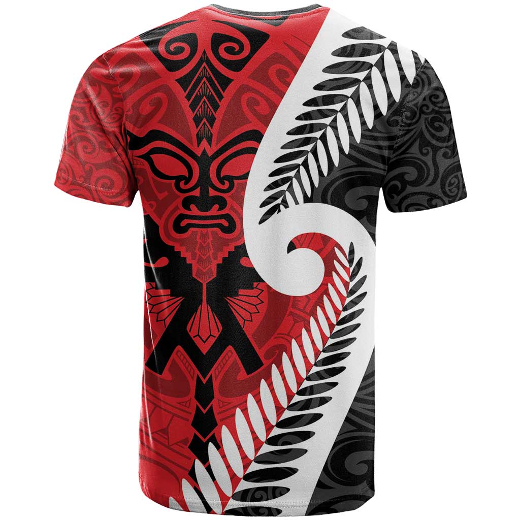 Silver Fern Koru Swirls with Maori Ta Moko T Shirt LT9 - Polynesian Pride