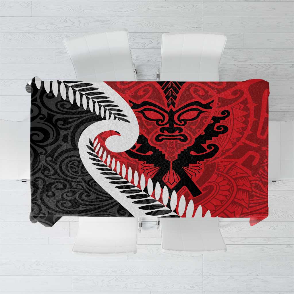 Silver Fern Koru Swirls with Maori Ta Moko Tablecloth LT9 Red - Polynesian Pride