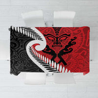 Silver Fern Koru Swirls with Maori Ta Moko Tablecloth LT9 Red - Polynesian Pride