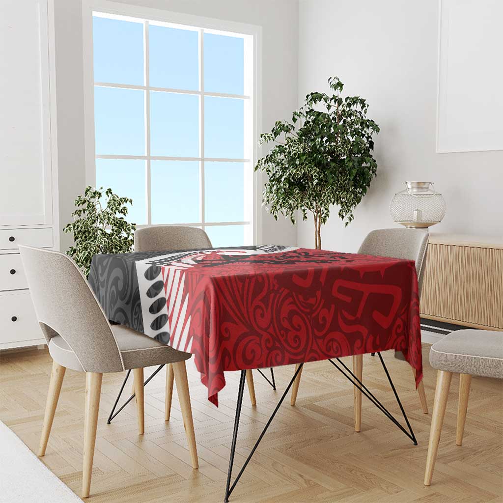 Silver Fern Koru Swirls with Maori Ta Moko Tablecloth LT9 - Polynesian Pride