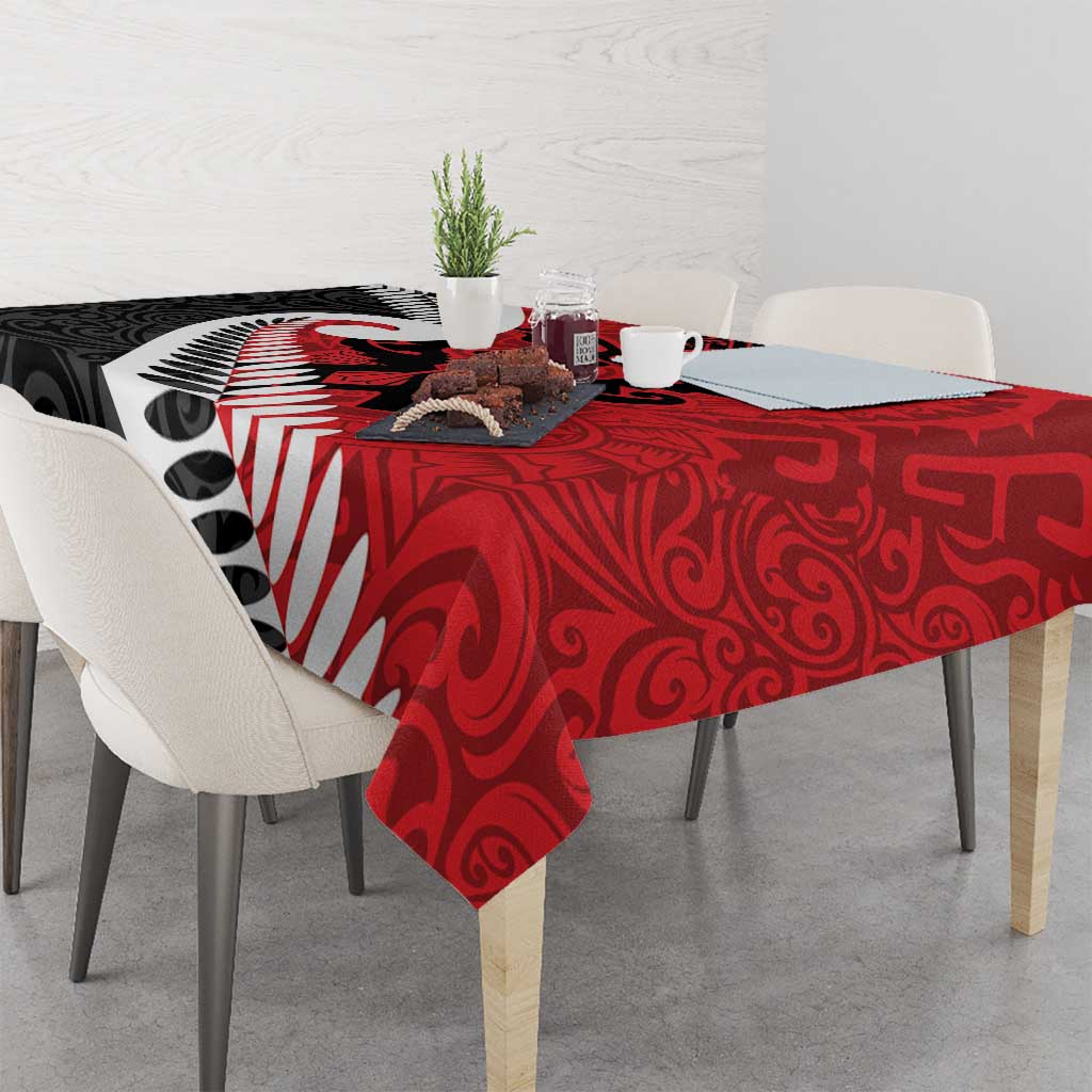 Silver Fern Koru Swirls with Maori Ta Moko Tablecloth LT9 - Polynesian Pride