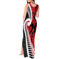 Silver Fern Koru Swirls with Maori Ta Moko Tank Maxi Dress LT9 - Polynesian Pride